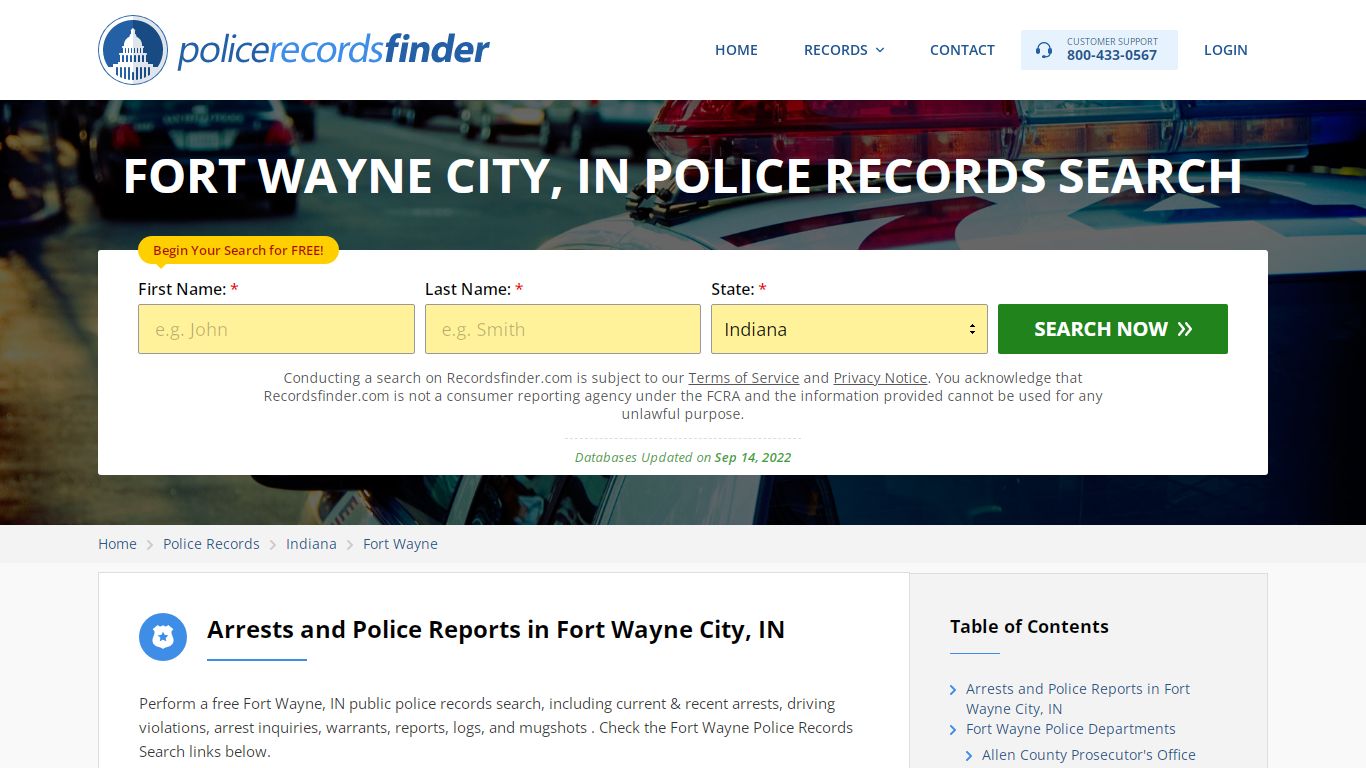 FORT WAYNE CITY, IN POLICE RECORDS SEARCH - RecordsFinder